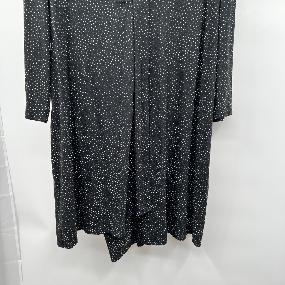 J.Jill Polka Dot Shift Dress Draped Skirt Long Sleeve Black/White Size XLP - Picture 3 of 9